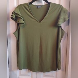 Adrianna Papell Sage Ruffle Sleeve Top